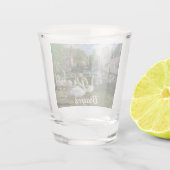 Weiße Schwäne in Brügge Schnapsglas (Rückseite)
