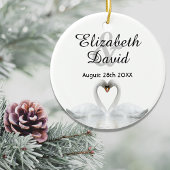 Weiße Schwäne in Liebe mit Namen Hochzeit Keramik Ornament