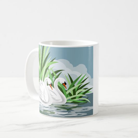 Weiße Schwäne Kaffeetasse (Vorderseite Links)