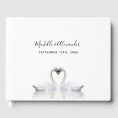 Weiße Schwäne lieben Vögel einfache, elegante Hoch Gästebuch (Vorderseite)