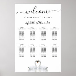 Weiße Schwäne lieben Vögel Hochzeitskarte Poster