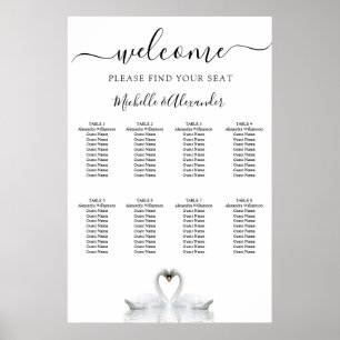 Weiße Schwäne lieben Vögel Hochzeitskarte Poster