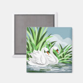 Weiße Schwäne Magnet (Vorderseite/Rückseite)