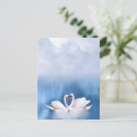 Weiße Schwäne Postkarte (Stehend Vorderseite)