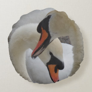 Weiße Schwäne Rundkissen Rundes Kissen