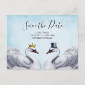 Weiße Schwäne Save the Date Ankündigungspostkarte (Vorderseite)