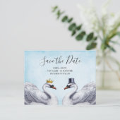 Weiße Schwäne Save the Date Ankündigungspostkarte (Stehend Vorderseite)