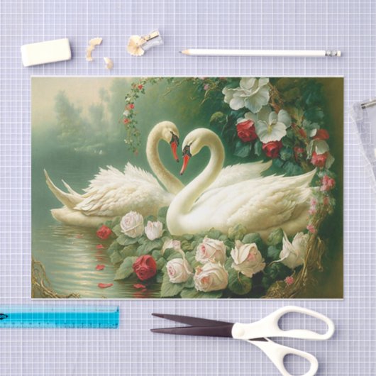 Weiße Schwäne Seidenpapier (Handwerk)