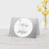 Weiße Schwäne texturiertes Silber dank gefalteter Karte (Gelbe Blume)