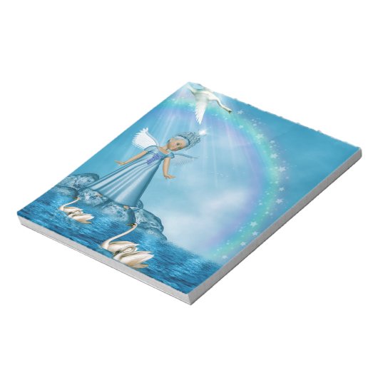 Weiße Schwäne und Engel Notizblock (Rotiert)