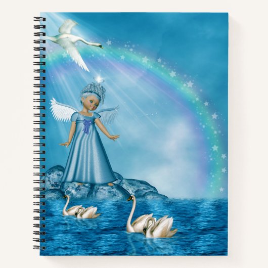 Weiße Schwäne und Engel Notizblock (Vorderseite)