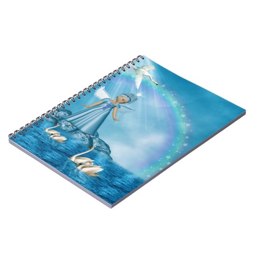 Weiße Schwäne und Engel Notizblock (Linke Seite)