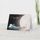 Weiße Schwäne und Mond 67 Jahre alt Karte (Vorderseite)