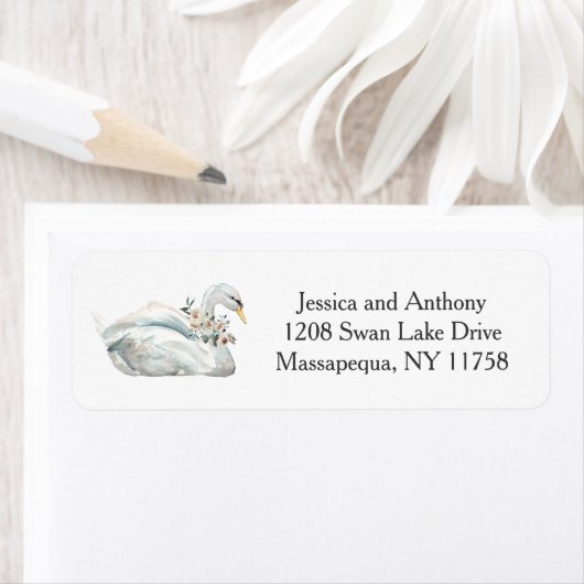 Weiße Schwäne und Rose Blumenkohl Rücksendeadresse (Insitu)