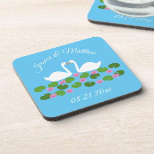 Weiße Schwäne und Wasserlilien Hochzeit nach Maß Getränkeuntersetzer