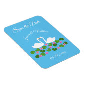 Weiße Schwäne und Wasserlilien Hochzeit nach Maß Magnet (Rechte Seite)