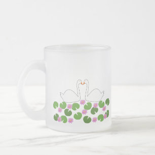 Weiße Schwäne und Wasserlilien Hochzeit nach Maß Mattglastasse