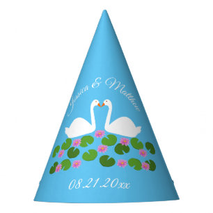Weiße Schwäne und Wasserlilien Hochzeit nach Maß Partyhütchen