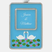 Weiße Schwäne und Wasserlilien Hochzeit nach Maß Rahmen-Ornament Silber (Vorderseite)