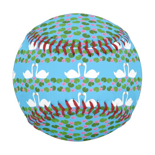 Weiße Schwäne und Wasserlilien Hochzeiten Gemuster Baseball (Vorderseite)