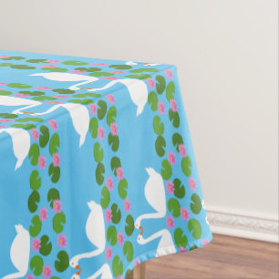 Weiße Schwäne und Wasserlilien Hochzeiten Gemuster Tischdecke