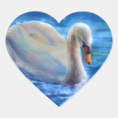 Weiße Schwanenfarbe Herz-Aufkleber (Vorderseite)