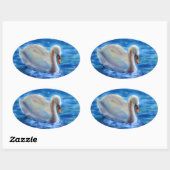 Weiße Schwanenfarbe Ovaler Aufkleber (Blatt)