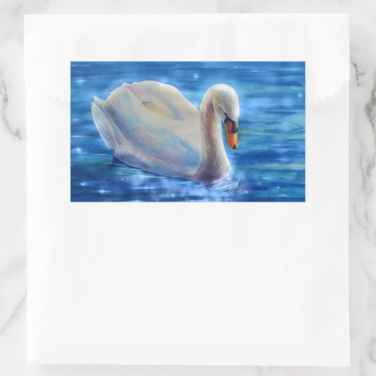 Weiße Schwanenfarbe Rechteckiger Aufkleber (Tasche)