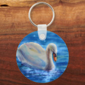 Weiße Schwanenfarbe Schlüsselanhänger (Vorderseite)