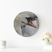 Weiße Schwanenhalterung Große Wanduhr (Zuhause)