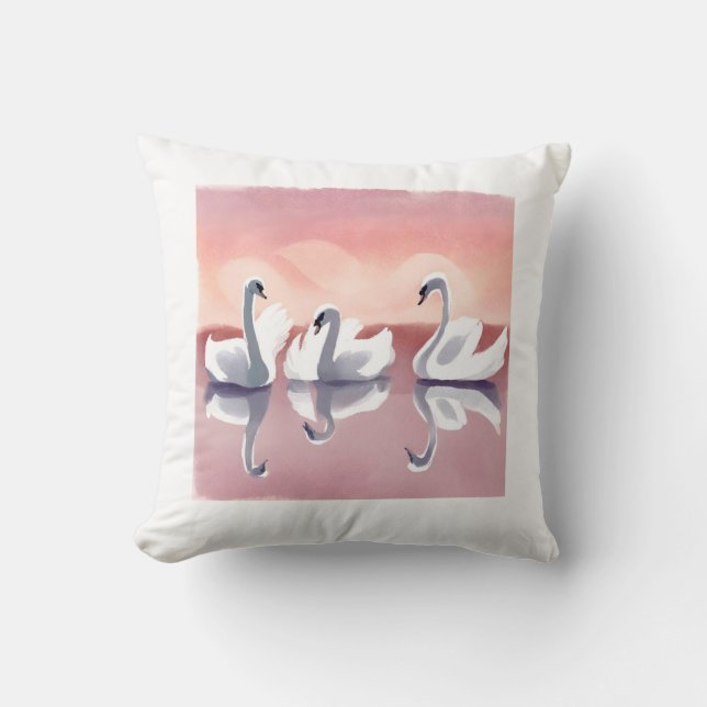 Weiße Schwanenwurfkissen Kissen (Vorderseite)