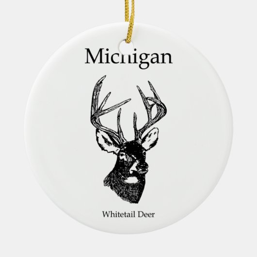 Weiße Schwanz-Rotwild Michigans Keramik Ornament (Vorne)