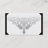 Weiße Schwarz- und SilberDamast-Hochzeitsstipps - Platzkarte (Rückseite)