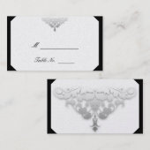 Weiße Schwarz- und SilberDamast-Hochzeitsstipps - Platzkarte (Vorne/Hinten)
