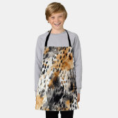 Weiße schwarze Creme Leopard Tier Schürze (Getragen)