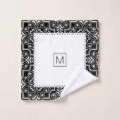 Weiße, schwarze Damastmuster, weiße, geschmolzene Badhandtuch Set (Waschlappen)