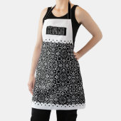 Weiße, schwarze Damastmuster, weiße, geschmolzene  Schürze (InSitu)