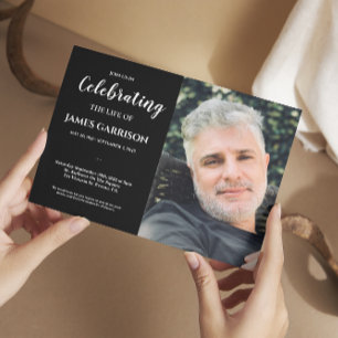 Weiße Schwarze Feier mit Foto Beerdigung Einladung