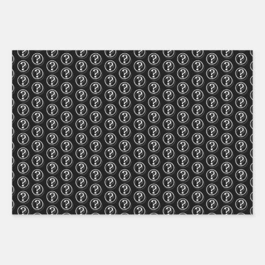 Weiße schwarze Fragezeichen Muster 3D Geschenkpapier Set (Vorderseite)