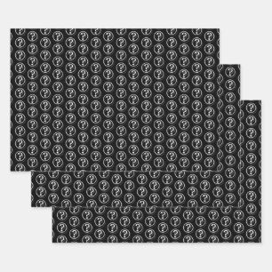 Weiße schwarze Fragezeichen Muster 3D Geschenkpapier Set