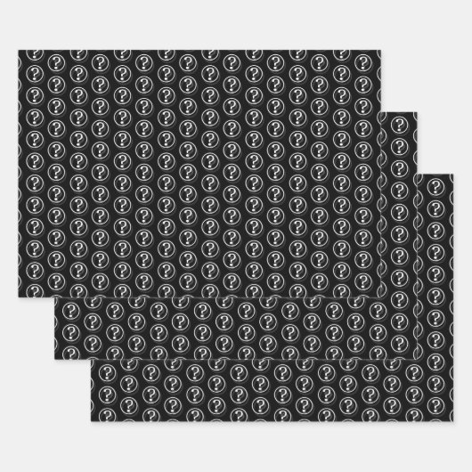 Weiße schwarze Fragezeichen Muster 3D Geschenkpapier Set (Set)