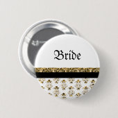 Weiße schwarze Gold-Damaskus-Hochzeit Button (Vorne & Hinten)