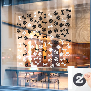 Weiße Schwarze Haustier Hund Katze Knochen Pfoten Fensteraufkleber