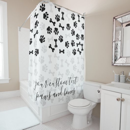 Weiße schwarze Katzen Katzenknochen Duschvorhang (Beispiel)