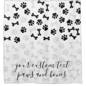 Weiße schwarze Katzen Katzenknochen Duschvorhang (Vorderseite)