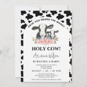 Weiße schwarze Kuh Print Floral Heilige Kuh Baby D Einladung (Vorderseite)