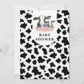Weiße schwarze Kuh Print Floral Heilige Kuh Baby D Einladung (Rückseite)