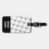 Weiße schwarze Logomuster Name hinzufügen Gepäckanhänger (Vorderseite horizontal)