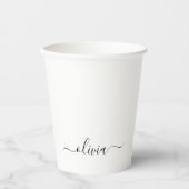 Weiße schwarze Monogramm-Papierbecher Pappbecher (Vorderseite)