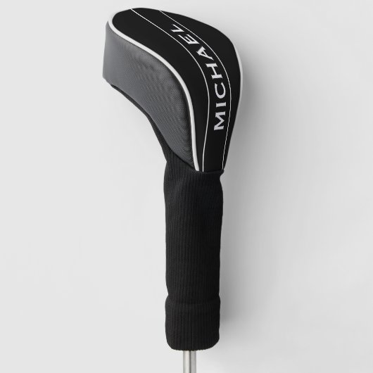 Weiße schwarze Monogramm und Name Personalisiert  Golf Headcover (angewinkelt)